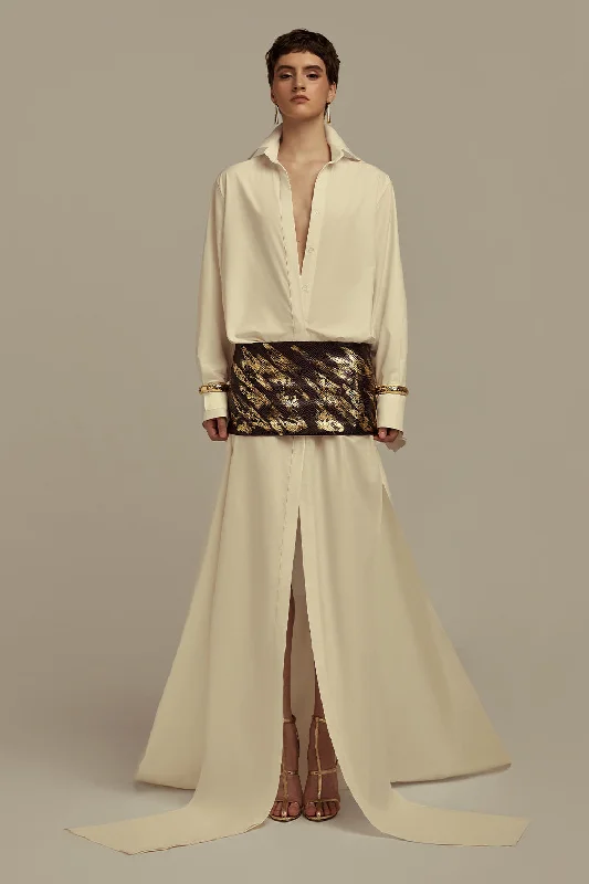 Komorebi Shirt Cuff Sleeved Cotton Floor Length Set