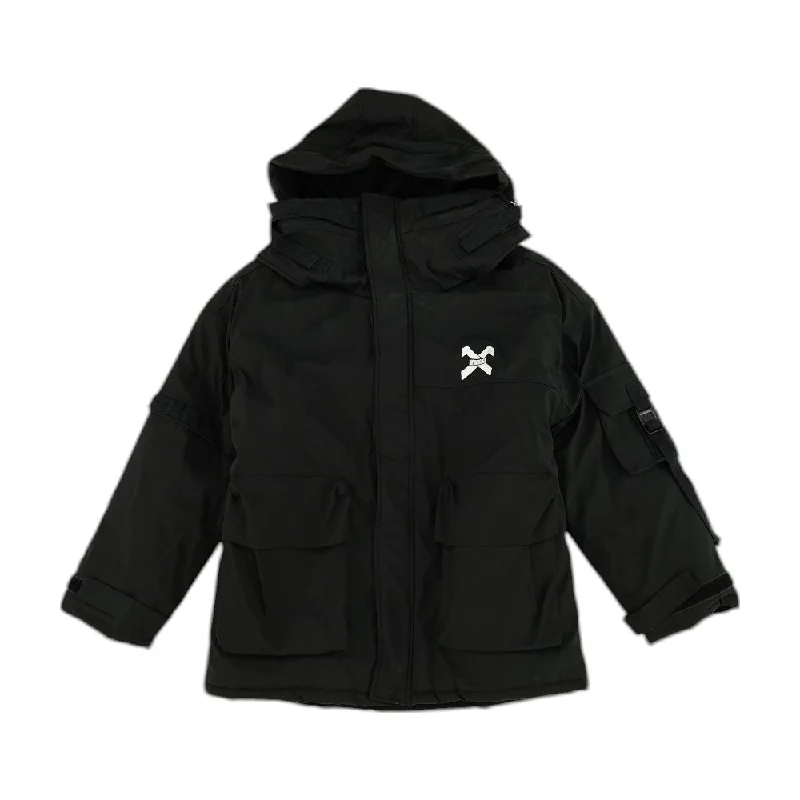 Black Solid Puffer Coat