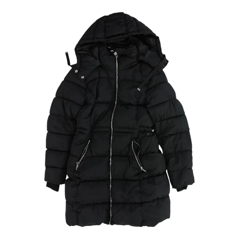 Black Solid Puffer Coat