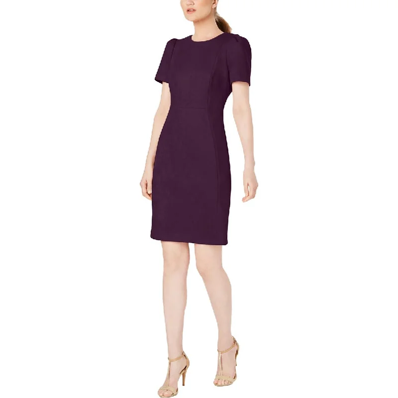 Calvin Klein Womens Solid Faux Suede Wear To Work Dress