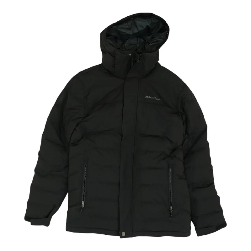 Black Solid Puffer Coat