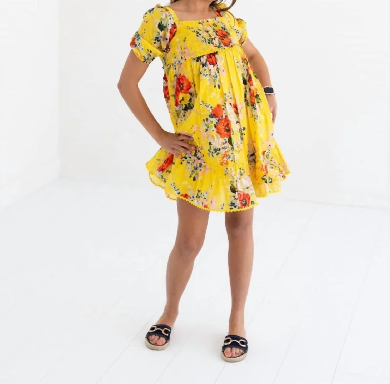 Alight Puff Sleeve Dress In Yellow Floral