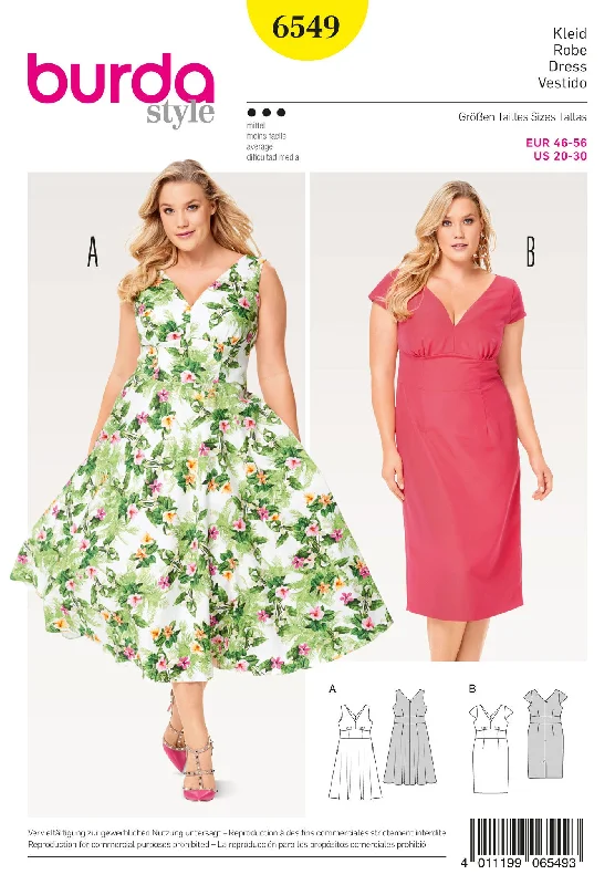 Burda Style Pattern BD6549 Misses' Short Sleeve Dress