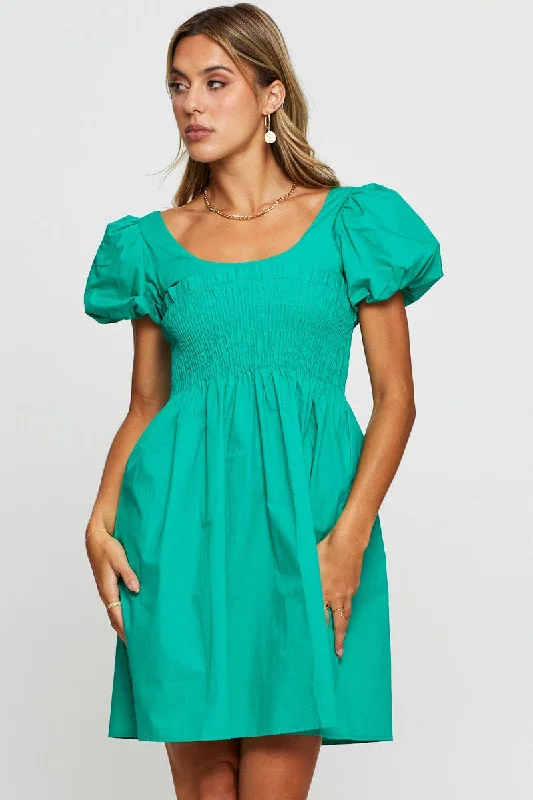 Green Mini Dress Short Sleeve