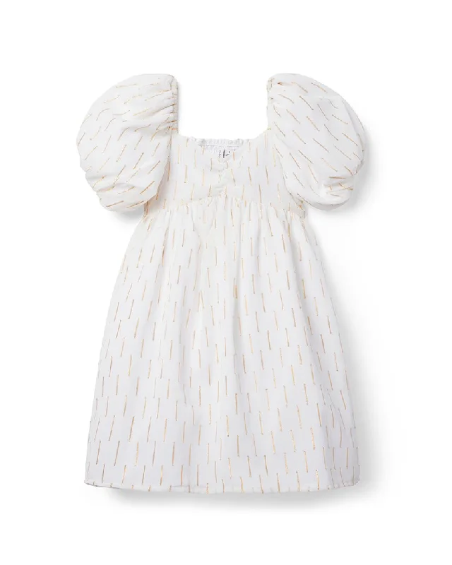 Janie and Jack Metallic Clip Stripe Bubble Sleeve Dress