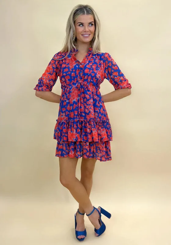 Kate & Pippa Latina Mini Dress, Royal Blue & Red