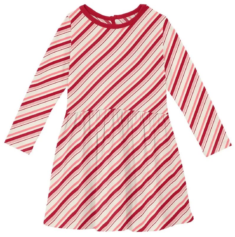 Kid's Print Twirl Dress In Strawberry Candy Cane
