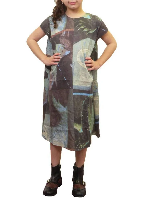 Multi Print Cap Sleeve Dress