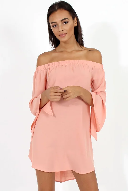Pink Bardot Split Sleeve Dress - Sharpay
