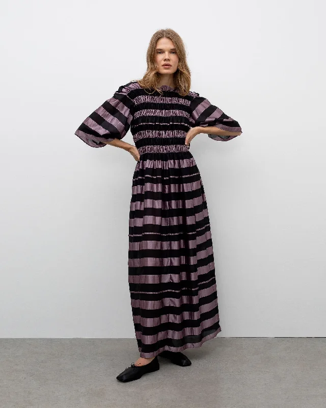 Upcycled Silk Sustainable Shirred Long Dress Vandene