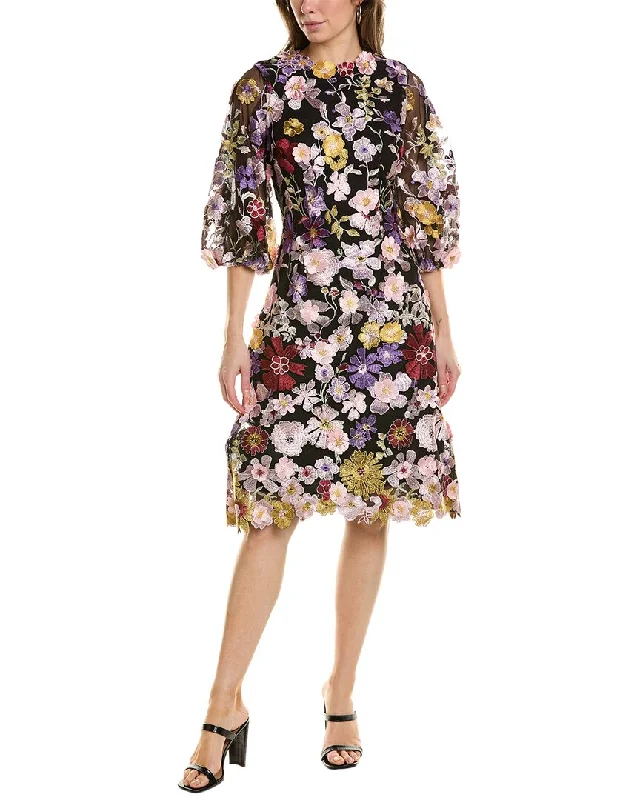 Teri Jon by Rickie Freeman Floral Applique Dress