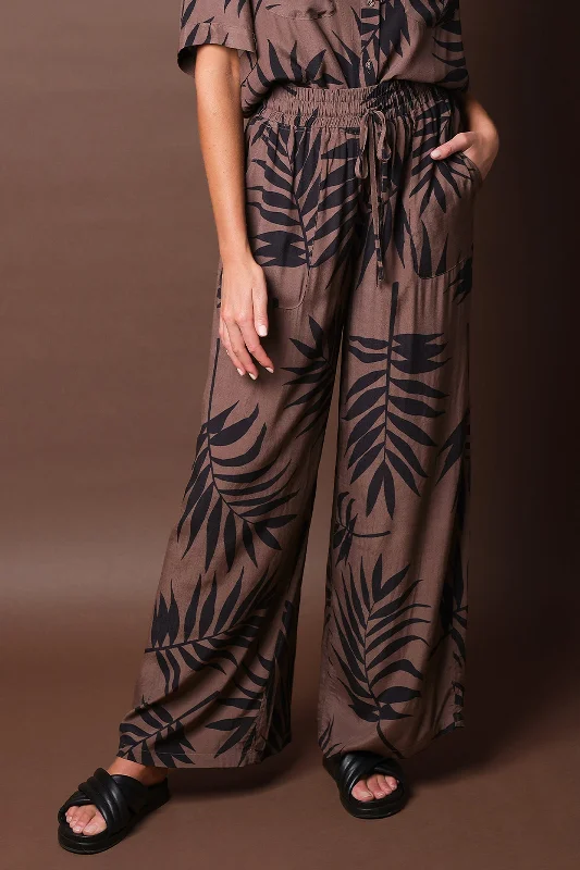 Palazzo Pants PALM SILHOUETTE CHOCOLATE