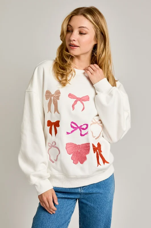 Evie Embroidered Bow Oversized Sweatshirt