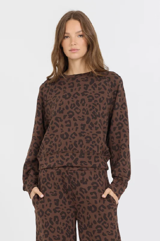 Leopard Printed Cloud Fleece Crewneck