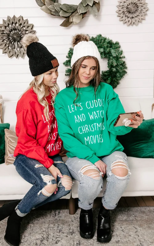 Let's Cuddle And Watch Christmas Movies Crewneck Sweatshirt**
