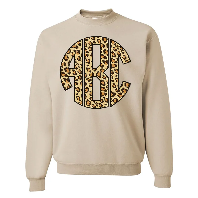 Monogrammed 'Leopard' Big Print Crewneck Sweatshirt