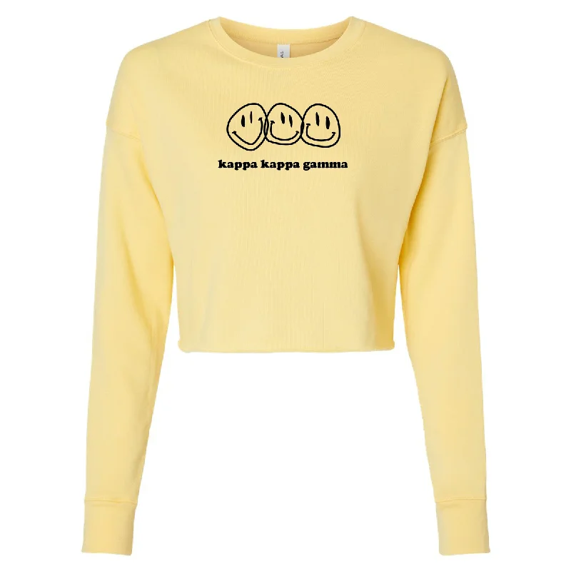 Sorority Cropped Fleece Crew, Wavy Smiles Design
