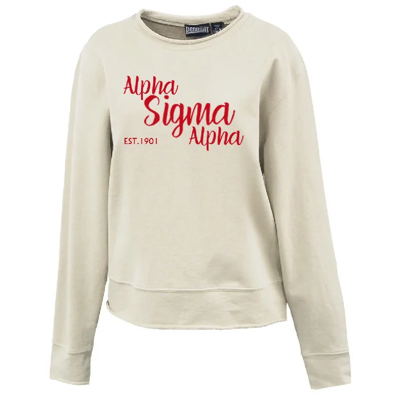 Sorority Roll Edge Crewneck, Printed Script Established Date - P-8331 - CAD