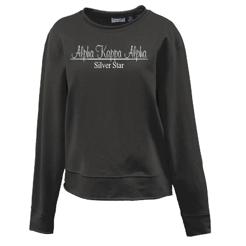 Sorority Roll Edge Crewneck, Printed Script Group and School - P-8331 - CAD