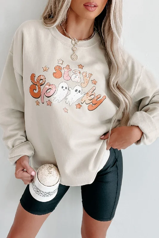 Stay Spooky Friends Graphic Crewneck (Sand) - Print On Demand