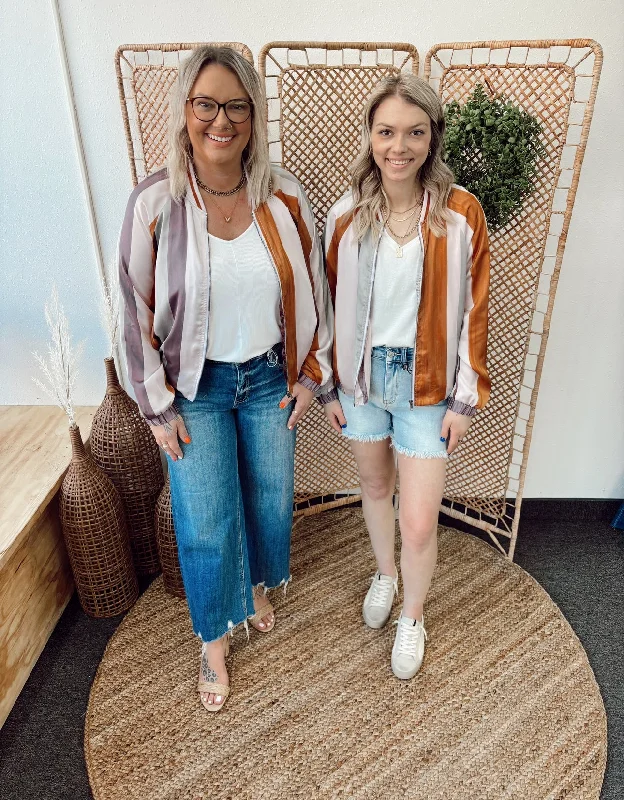 Stripe Bomber Jacket Top