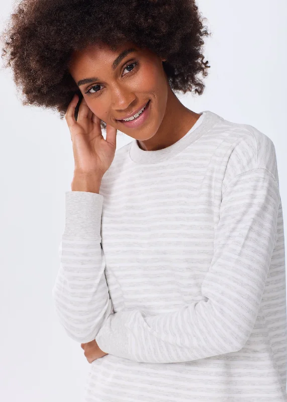 Heather Grey & White Stripe