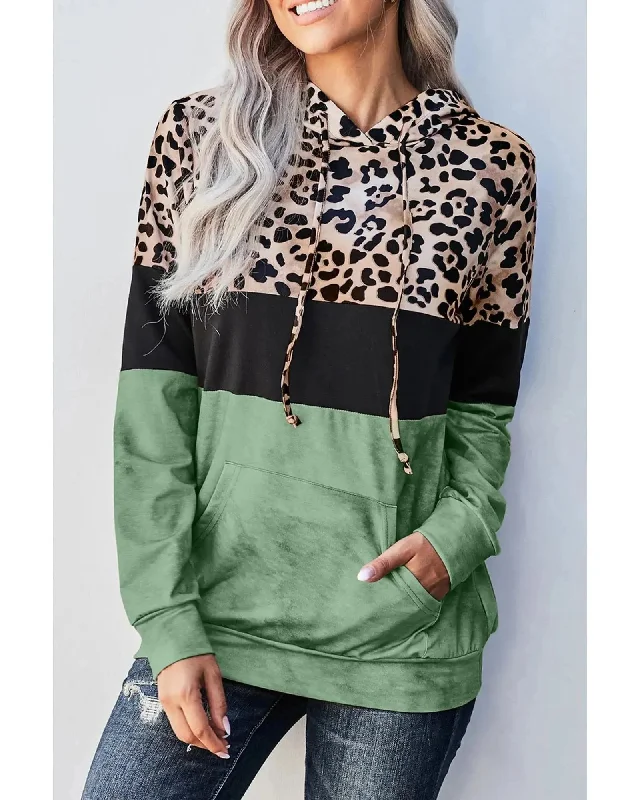 Azura Exchange Leopard Color block Hoodie - M