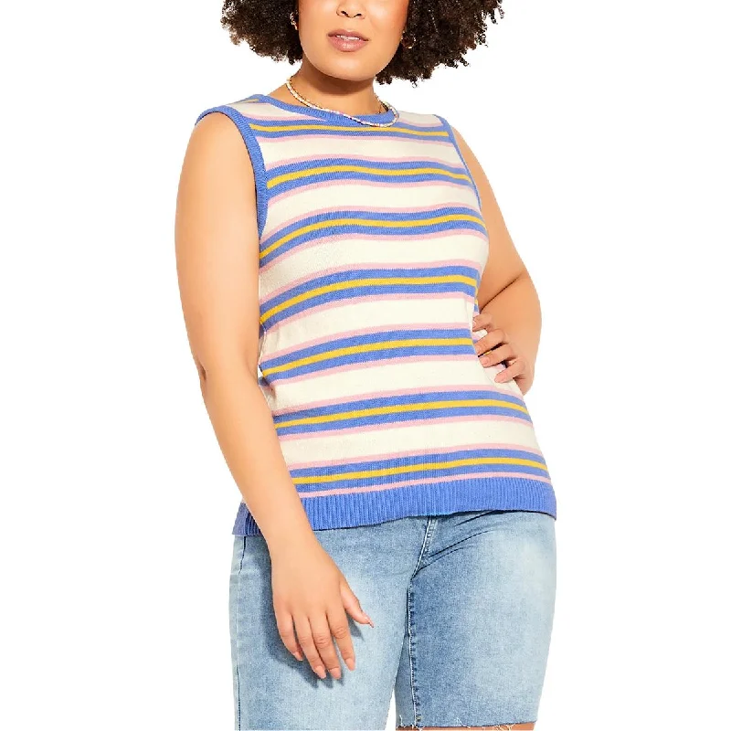 CCX Womens Plus Top Hayley Striped Sleeveless Tank Top Sweater
