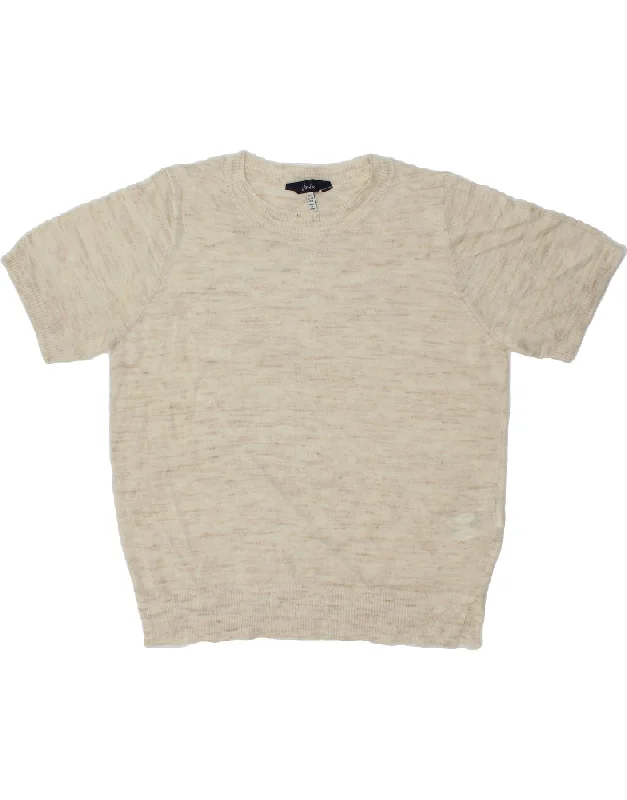 JOULES Womens Short Sleeve Crew Neck Jumper Sweater UK 10 Small  Beige