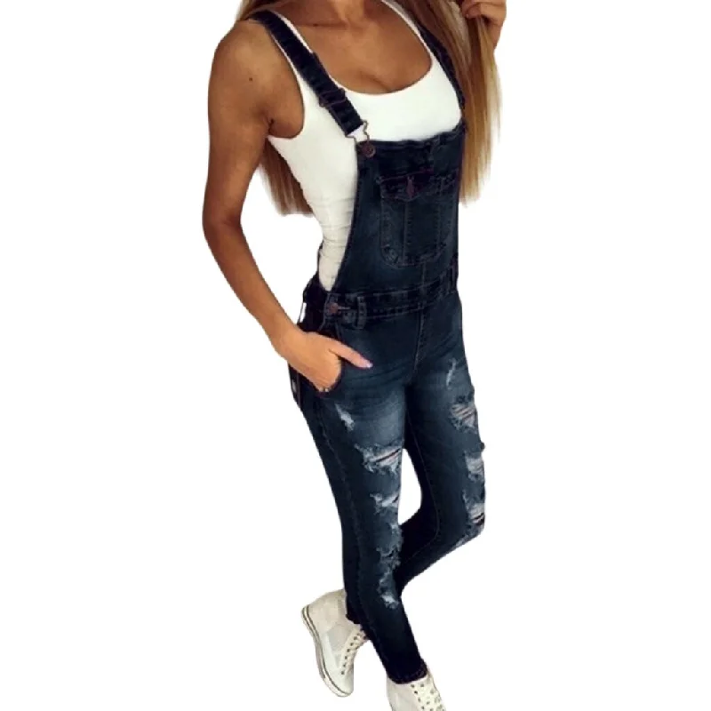 SAGACE New Women Slim Denim Overalls Jeans Pants Ripped Overalls Straps Jumpsuit Rompers Trousers solid color blue SAGACE New Women Slim Denim Overalls Jeans Pants Ripped Overalls Straps Jumpsuit Rompers Trousers solid color blue