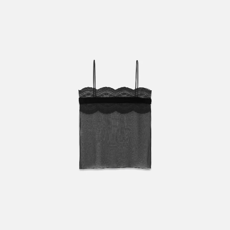 Saint Laurent Sheer Lace Tank - Noir