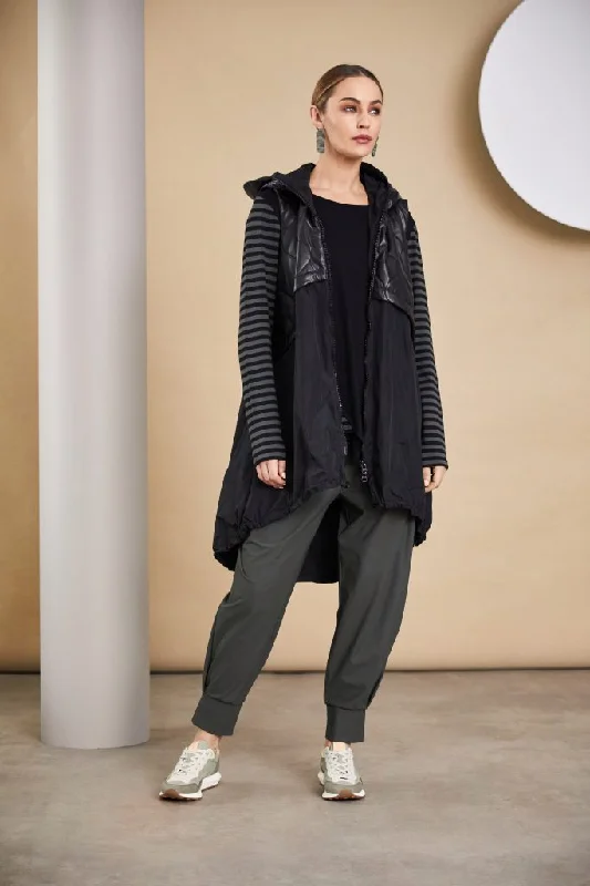 Naya Embossed Long Waistcoat with leatherette panels Naw24200
