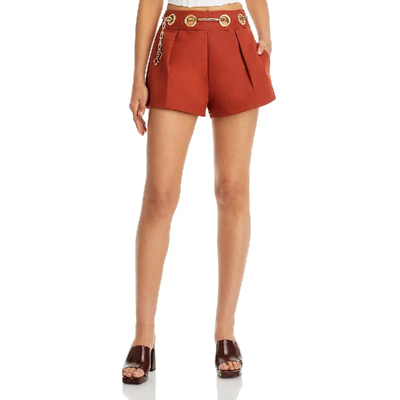 Aqua Womens Lucia Chain Belt Short Flat Front Tie-Waist/belted