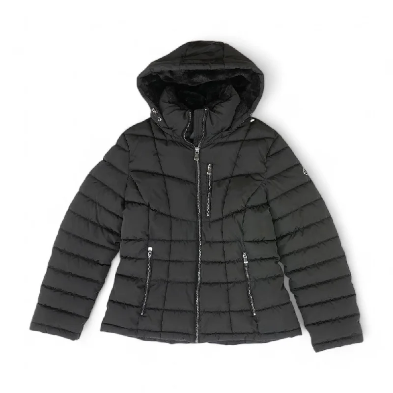 Black Solid Puffer Coat