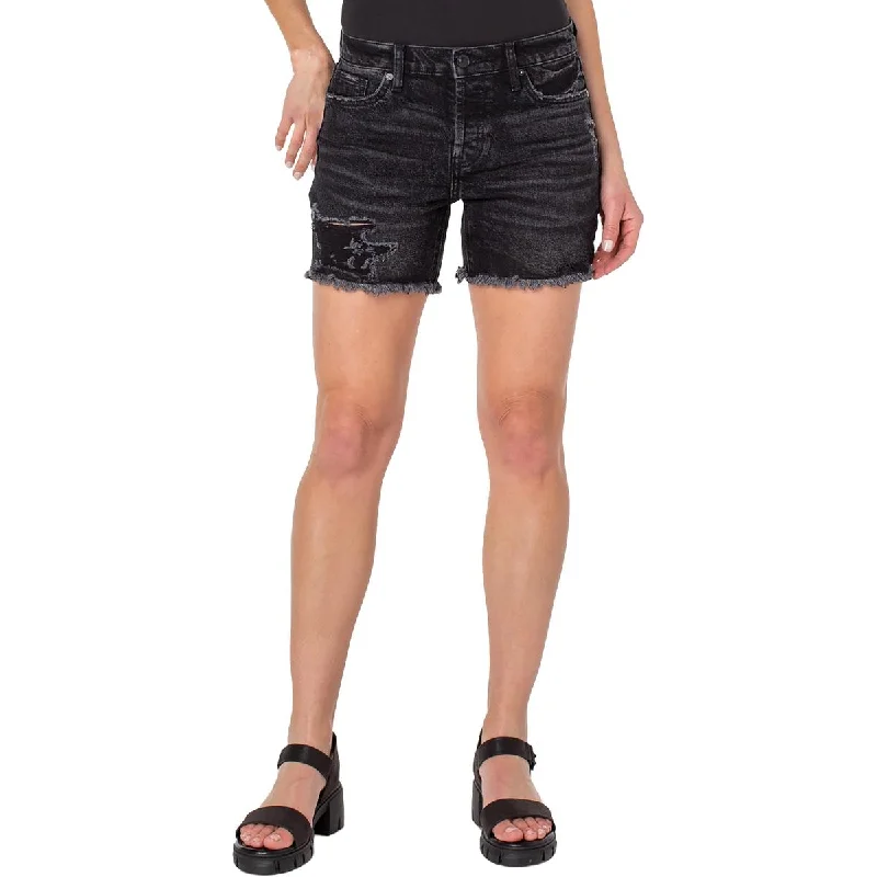 Earnest Sewn Womens Dorothy Distressed Raw Hem Denim Shorts