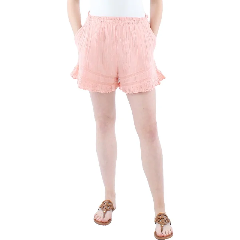 Guess Womens Lace Trim Pleated High-Waist Shorts