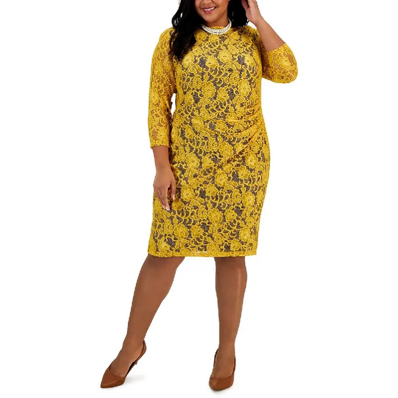 Kasper Womens Plus Laurissa Lace Knee-Length Sheath Dress