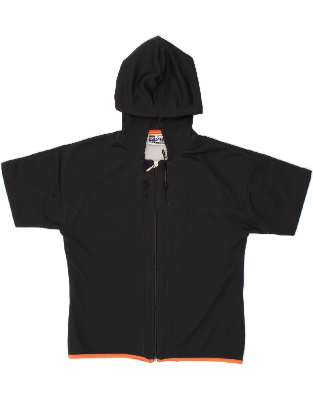 OASIS Womens Short Sleeve Zip Hoodie Sweater UK 14 Medium Black Polyamide