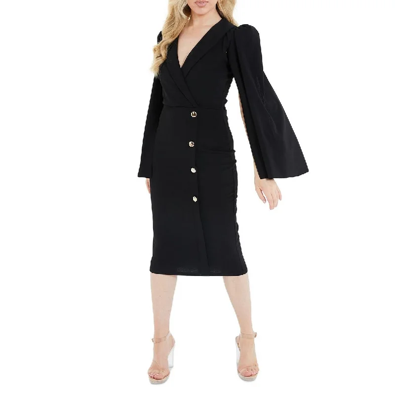 Quiz Womens Surplice Cape Sleeve Sheath Dress