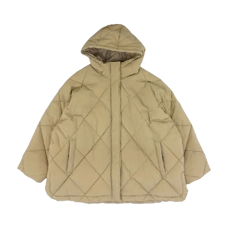Beige Solid Puffer Coat