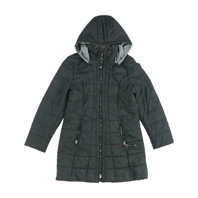 Black Solid Puffer Coat