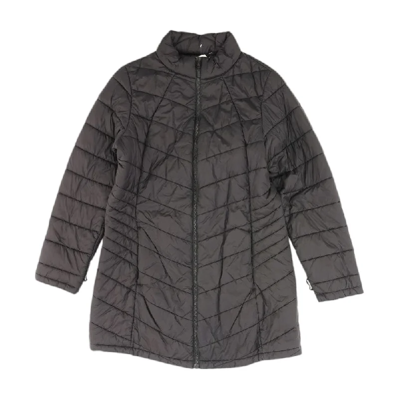 Black Solid Puffer Coat