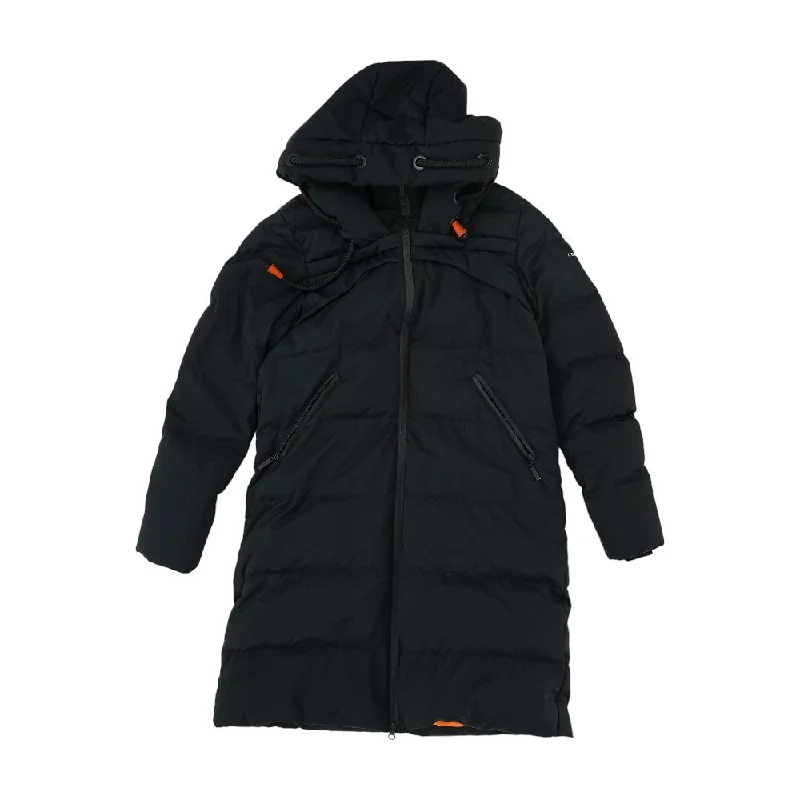 Black Solid Puffer Coat