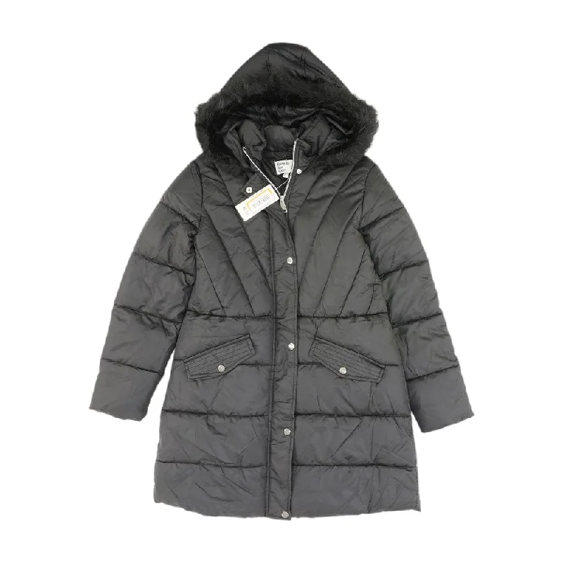 Black Solid Puffer Coat