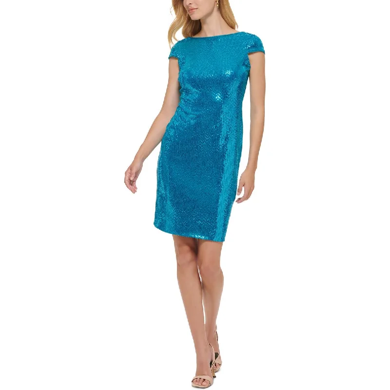 Calvin Klein Womens Metallic Short Sheath Dress