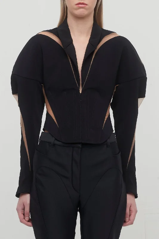 Mugler Viscose Crepe Hook and Eye Blazer