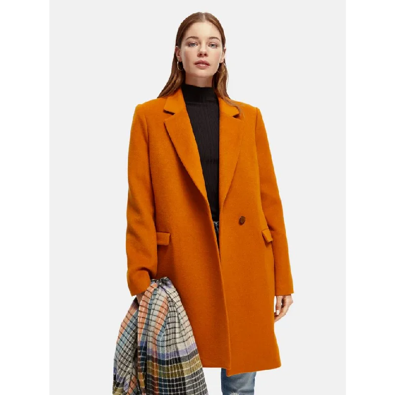 Scotch & Soda Tailored Single-breasted Wool-blended Coat - Cinnamon Spice