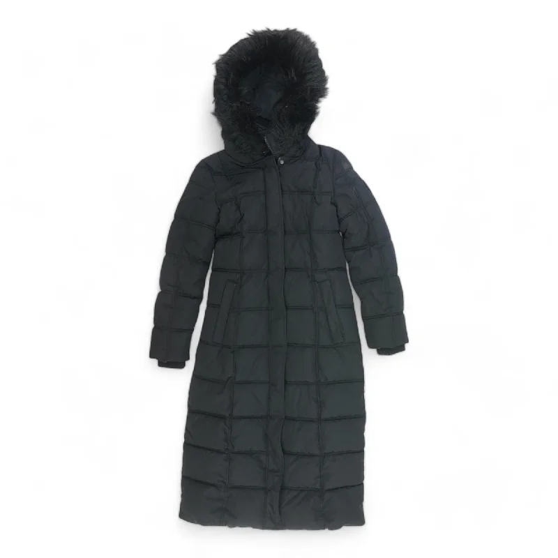 Black Solid Puffer Coat