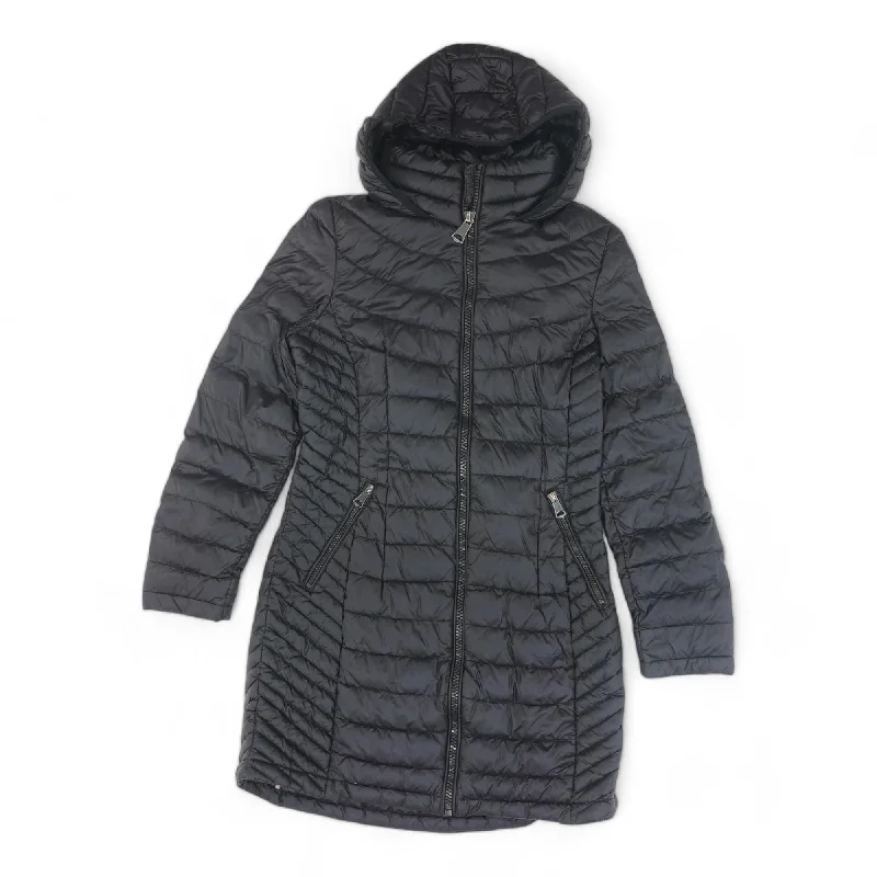 Black Solid Puffer Coat