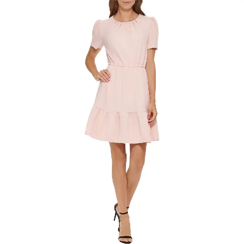 DKNY Womens Crepe Ruched Sheath Dress